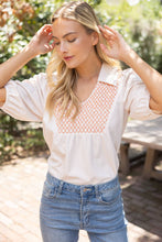 Load image into Gallery viewer, 36929 Collared V-Neck Smocked Yoke Top: Red / M