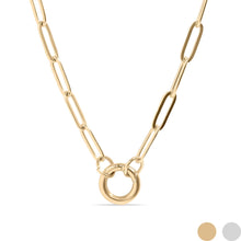 Load image into Gallery viewer, Stainless Steel Paperclip Carabiner Charm Holder Necklace: Gold / 18"+2"