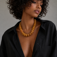 Load image into Gallery viewer, Chunky Resin & Natural Stone Bead Necklace: Honey Caramel