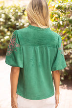 Load image into Gallery viewer, Tabitha Floral Embroidered Suede Top