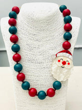 Load image into Gallery viewer, HOLIDAY - Beaded Santa Necklace (red/green) BNK1213
