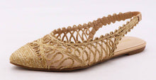 Load image into Gallery viewer, Golden Hour Raffia Slingback Flats