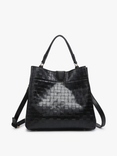 Load image into Gallery viewer, Tati Woven Textured Monogrammable Satchel | M1951WVM : Black
