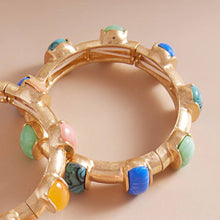 Load image into Gallery viewer, Bold Stone Pointed Stretch Bangle Bracelet
: Blue
