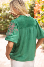 Load image into Gallery viewer, Tabitha Floral Embroidered  Suede Top
