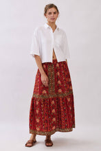 Load image into Gallery viewer, Floral Border Print Tiered Maxi Skirt
