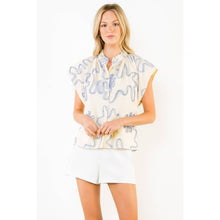 Load image into Gallery viewer, Stripe Top With Ribbon Flower Details THML
