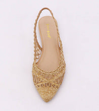 Load image into Gallery viewer, Golden Hour Raffia Slingback Flats
