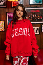 Load image into Gallery viewer, IT2594E-JESUSWT | Gingham Applique Mock-Neck Sweatshirt: Red / S/M-L/XL (3-3)
