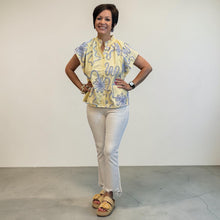 Load image into Gallery viewer, THML Stripe Top With Ribbon Flower Details$
