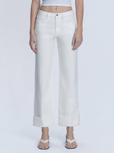Load image into Gallery viewer, HIGH RISE OPTIC WHITE CUFFED SLIM WIDE JEANS-Vervett
