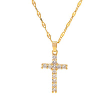 Load image into Gallery viewer, SPARKLE CROSS NECKLACE-LIFETIME WARRANTY
