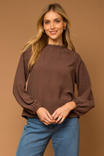 Load image into Gallery viewer, LONG SLEEVE RUFFLE NECK TOP
