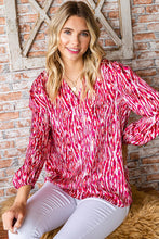 Load image into Gallery viewer, ABSTRACT PRINT V NECK LONG SLEEVE SATIN BLOUSE
