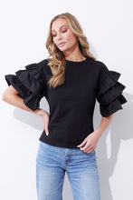 Load image into Gallery viewer, Tiered Poplin Sleeve Knit Top
