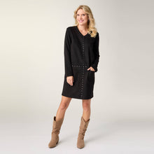 Load image into Gallery viewer, Kiley V-Neck Faux Suede Dress: Camel / S/M
