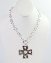 Load image into Gallery viewer, Carol Large Cross Charm Necklace Silver: Default
