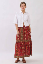Load image into Gallery viewer, Floral Border Print Tiered Maxi Skirt
