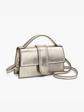 Load image into Gallery viewer, Capri Metallic Satchel – Crossbody Strap Bag | EH2570: Black
