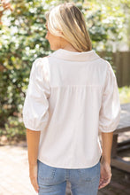 Load image into Gallery viewer, 36929 Collared V-Neck Smocked Yoke Top: Red / M
