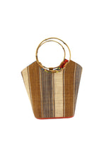 Load image into Gallery viewer, Carmen Straw Bucket Bag with Bamboo Handles: Tobacco Swirl
