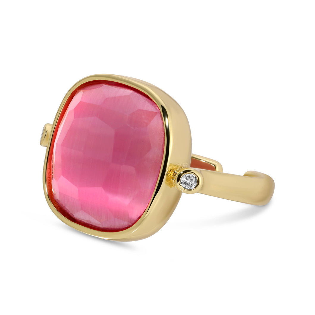 Ms. Reliability Square Stone Ring: Pink