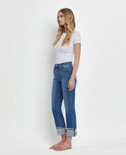 Load image into Gallery viewer, HIGH RISE CUFFED STRAIGHT JEANS-Vervet
