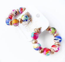 Load image into Gallery viewer, Beaded Hoop Earring - Rainbow Abstract
