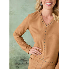 Load image into Gallery viewer, Kiley V-Neck Faux Suede Dress: Camel / S/M
