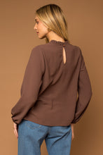 Load image into Gallery viewer, LONG SLEEVE RUFFLE NECK TOP
