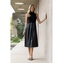 Load image into Gallery viewer, Sleeveless Mixed Media Maxi Dress: BLACK

