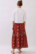 Load image into Gallery viewer, Floral Border Print Tiered Maxi Skirt
