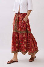 Load image into Gallery viewer, Floral Border Print Tiered Maxi Skirt
