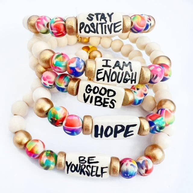 Affirmation Word Beaded Bracelets Inspirational - Abstract: Custom