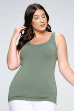 Load image into Gallery viewer, Reversible V or U Neckline Seamless Tank Plus Size: White / Plus
