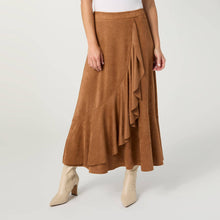 Load image into Gallery viewer, Canyon Faux Suede Skirt with Ruffle: Camel / S/M
