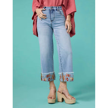 Load image into Gallery viewer, EverStretch Wide Leg Crop with Embroidered Cuff
