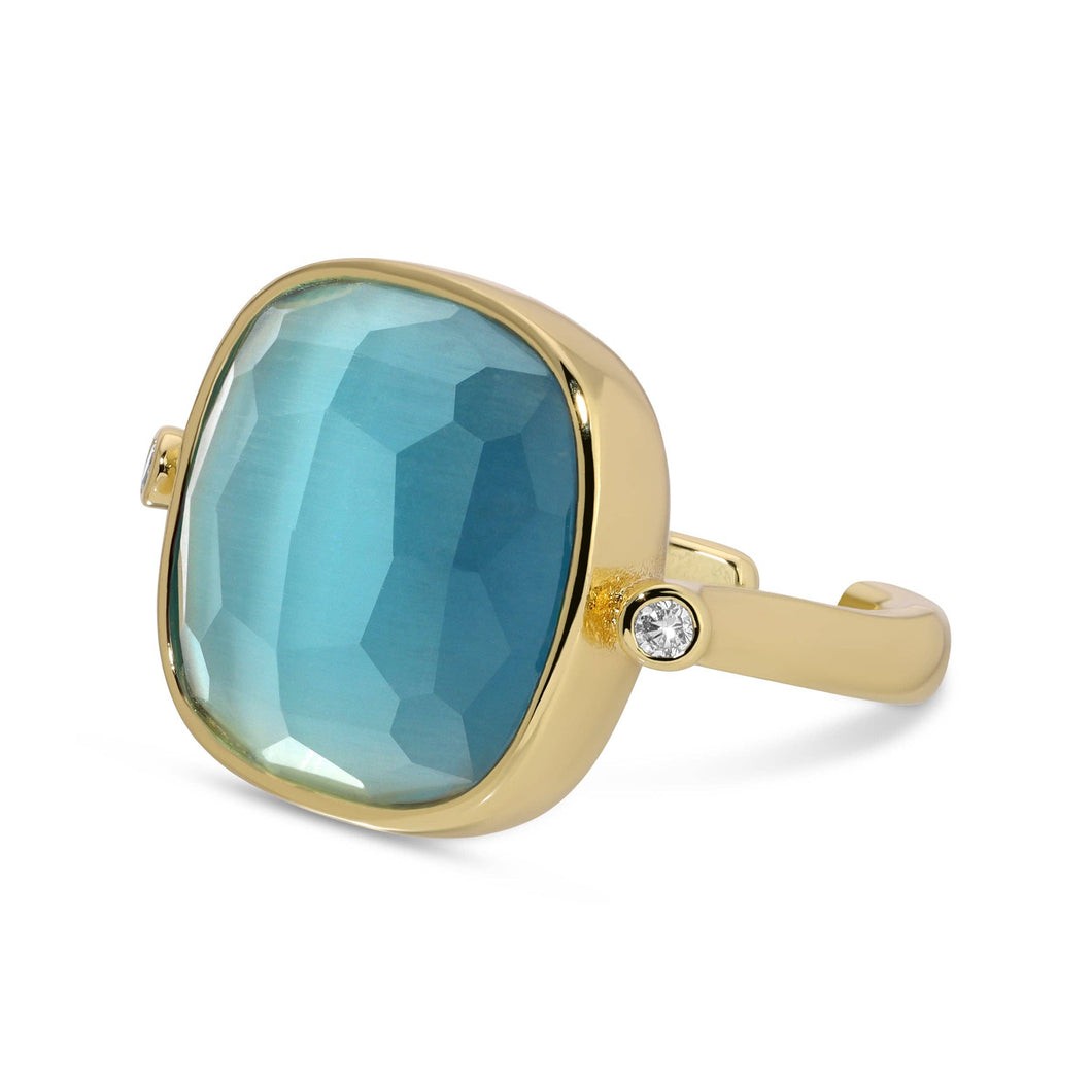 Ms. Reliability Square Stone Ring: Aqua