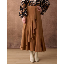Load image into Gallery viewer, Canyon Faux Suede Skirt with Ruffle: Camel / S/M
