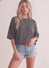 Load image into Gallery viewer, IT-10181-ROUND NECK 1/2 SLEEVE SWEATER TOP: Cream / L
