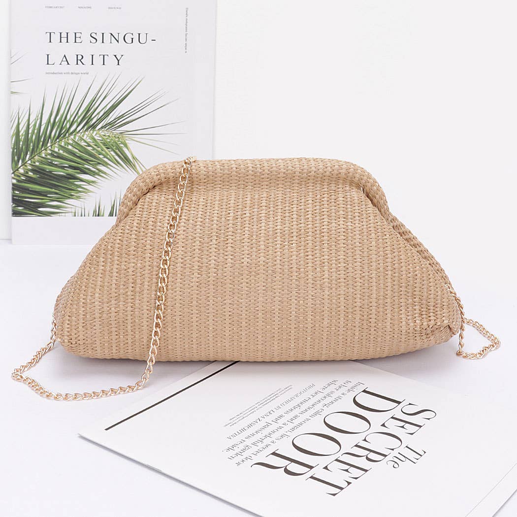 Faux Straw Clutch Bag: