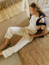 Load image into Gallery viewer, HIGH RISE OPTIC WHITE CUFFED SLIM WIDE JEANS-Vervett
