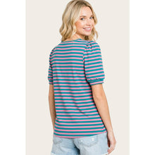 Load image into Gallery viewer, SPLIT NECK TERRY STRIPED TOP
