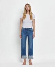 Load image into Gallery viewer, HIGH RISE CUFFED STRAIGHT JEANS-Vervet
