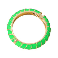 Load image into Gallery viewer, Enamel Spiral Hinged Bangle Bracelet
: Green
