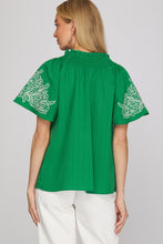 Load image into Gallery viewer, SHORT SLEEVE EMBROIDERED TOP
