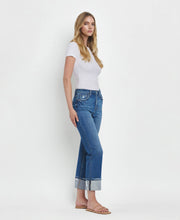 Load image into Gallery viewer, HIGH RISE CUFFED STRAIGHT JEANS-Vervet

