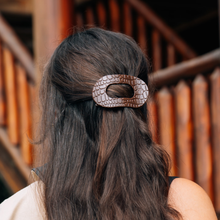 Load image into Gallery viewer, Brown Crocodile Medium Flat Round Hair Clip

