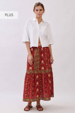 Load image into Gallery viewer, Floral Border Print Tiered Maxi Skirt
