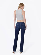 Load image into Gallery viewer, MID RISE DARK WASH SEAMLESS WAISTBAND BOOTCUT JEANS T6266D: DARK WASH / 32
